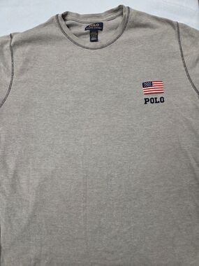 Polo Ralph Lauren Waffle Knit Thermal Shirt Mens XL Elbow Patch Gray Long Sleeve